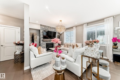 2012 200 Street, Edmonton, AB - Indoor Photo Showing Living Room With Fireplace
