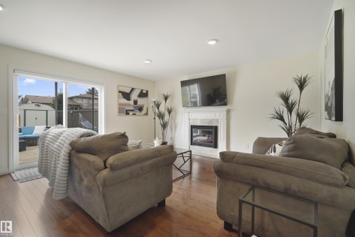 9808 187 Street, Edmonton, AB - Indoor Photo Showing Living Room With Fireplace