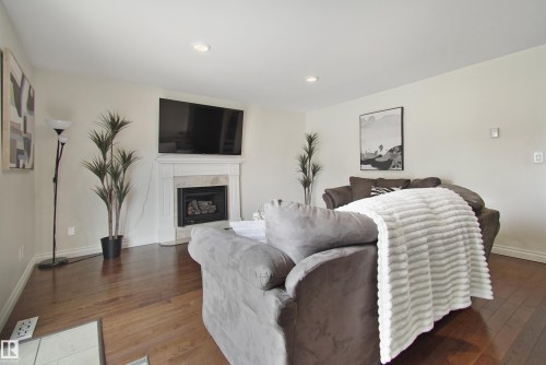 9808 187 Street, Edmonton, AB - Indoor Photo Showing Living Room With Fireplace