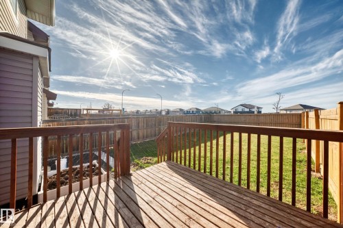 Rear wood deck with full railing and steps - 1669 Hammond Crescent Nw, Edmonton, AB - Outdoor