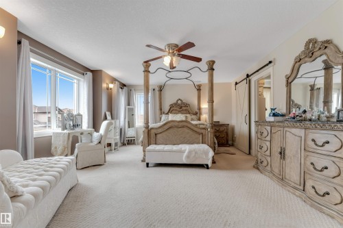 Expansive room with carpeted flooring and large windows providing natural light - 6002 46 Avenue, Beaumont, AB - Indoor