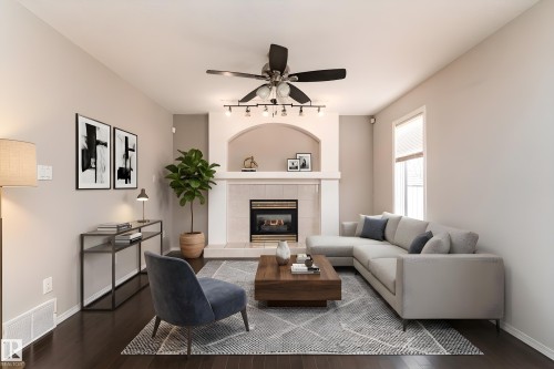 8407 160 Avenue, Edmonton, AB - Indoor Photo Showing Living Room With Fireplace