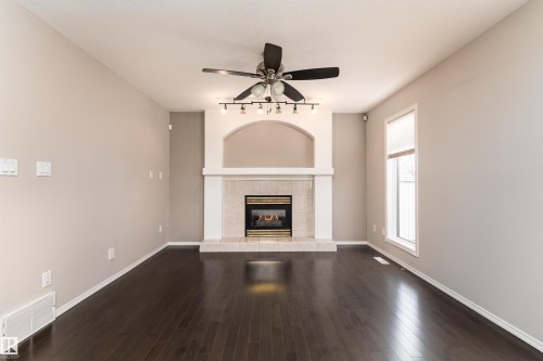 8407 160 Avenue, Edmonton, AB - Indoor Photo Showing Living Room With Fireplace
