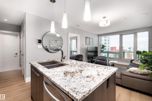 1404 11969 Jasper Avenue, Edmonton, AB - Indoor Photo Showing Kitchen With Double Sink