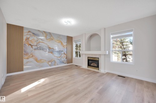 4124 37A Avenue, Edmonton, AB - Indoor Photo Showing Living Room With Fireplace