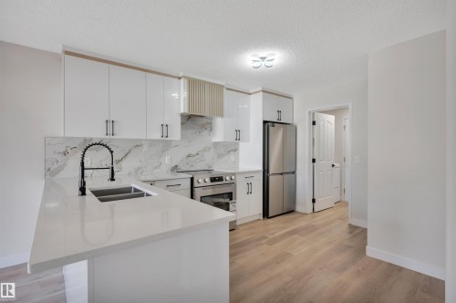 4124 37A Avenue, Edmonton, AB - Indoor Photo Showing Kitchen With Double Sink With Upgraded Kitchen
