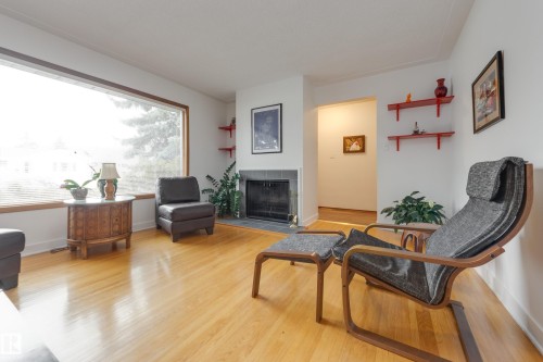 15702 89A Avenue, Edmonton, AB - Indoor Photo Showing Living Room With Fireplace