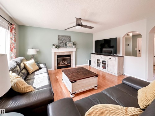 36 Eastgate Way, St. Albert, AB - Indoor Photo Showing Living Room With Fireplace