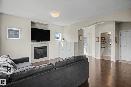 9483 227 Street, Edmonton, AB - Indoor Photo Showing Living Room With Fireplace