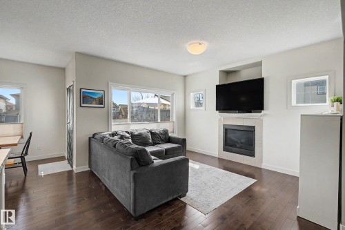 9483 227 Street, Edmonton, AB - Indoor Photo Showing Living Room With Fireplace