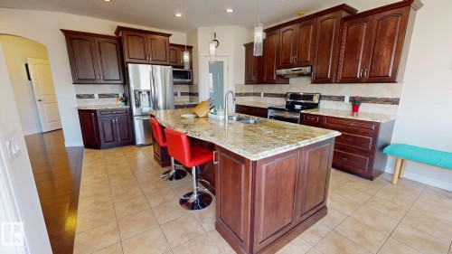 34 Vale Terrace, Fort Saskatchewan, AB - Indoor Photo Showing Kitchen With Double Sink