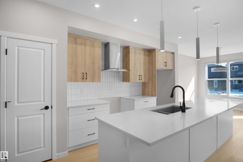 7113 51 Avenue, Beaumont, AB - Indoor Photo Showing Kitchen With Double Sink With Upgraded Kitchen