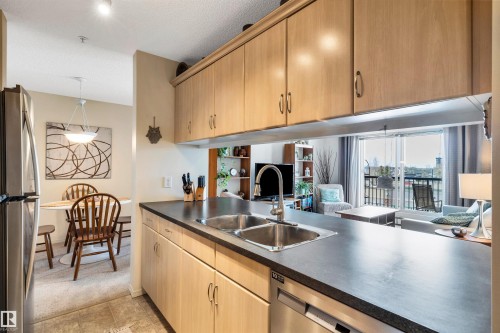 409 2430 Guardian Road, Edmonton, AB - Indoor Photo Showing Kitchen With Double Sink