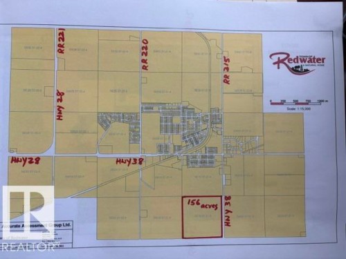 Property Assessment Map. Displaying land divisions and acreage within the Town of Redwater - Hwy 38 Twpr 572 &574, Redwater, AB 