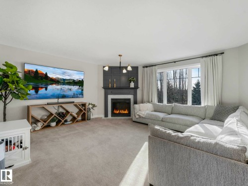 8908 208 Street, Edmonton, AB - Indoor Photo Showing Living Room With Fireplace