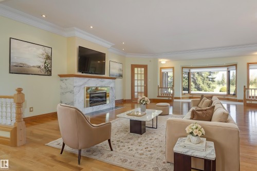 18 Westbrook Drive, Edmonton, AB - Indoor Photo Showing Living Room With Fireplace
