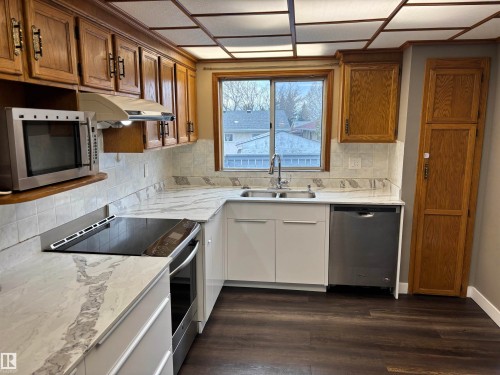 4908 17 Avenue, Edmonton, AB - Indoor Photo Showing Kitchen With Double Sink