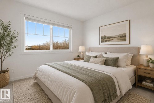 Bright room featuring a large window, plush carpeting, and a neutral color palette - 64 17832 78 Street, Edmonton, AB - Indoor Photo Showing Bedroom