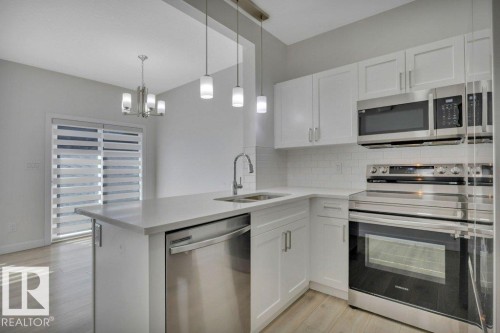 46 603 Orchards Boulevard, Edmonton, AB - Indoor Photo Showing Kitchen With Stainless Steel Kitchen With Double Sink With Upgraded Kitchen