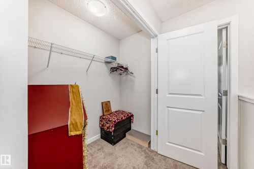Recessed closet with wire shelving system and neutral-toned carpeting - 4609 Alwood Way, Edmonton, AB - Indoor