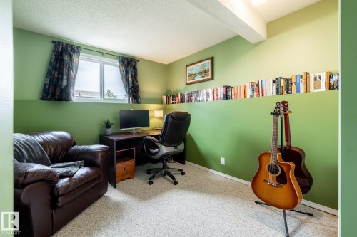 Carpeted room featuring a double window, cheery green walls, and recessed lighting - 3608 16A Avenue, Edmonton, AB - Indoor