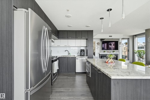 1605 9720 106 Street, Edmonton, AB - Indoor Photo Showing Kitchen With Stainless Steel Kitchen With Upgraded Kitchen