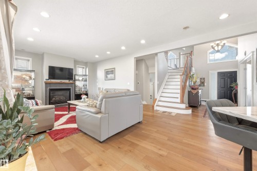 1145 Lincoln Crescent, Edmonton, AB - Indoor Photo Showing Living Room With Fireplace