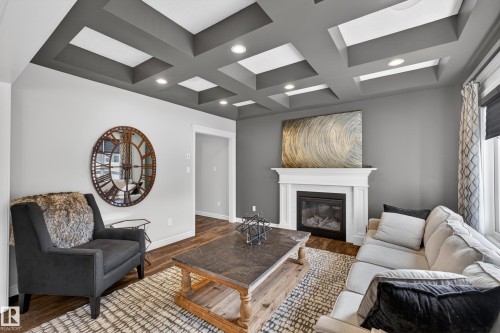 242 Cranberry Bend, Fort Saskatchewan, AB - Indoor Photo Showing Living Room With Fireplace