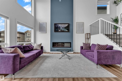 2128 190 Street, Edmonton, AB - Indoor Photo Showing Living Room With Fireplace