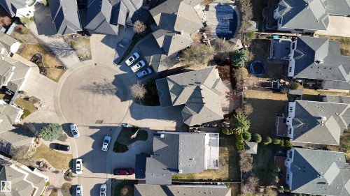 Aerial perspective showcasing a residential cul-de-sac with multiple properties - 2408 Tegler Green, Edmonton, AB -  With View
