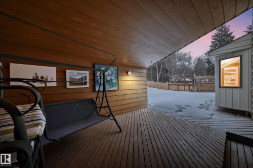 Cedar enclosure attached  that allows the view to the open deck areas. - 38 Lancaster Crescent, St. Albert, AB - Outdoor With Exterior