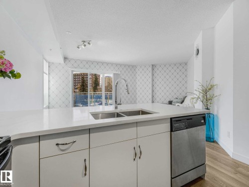 Image quality insufficient for description - 305 10504 99 Avenue, Edmonton, AB - Indoor Photo Showing Kitchen With Double Sink