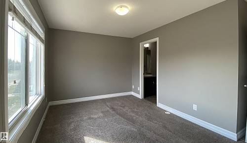 Carpeted room with neutral wall color, white trim, and a large multi-pane window - 1520 105 Street, Edmonton, AB - Indoor Photo Showing Other Room