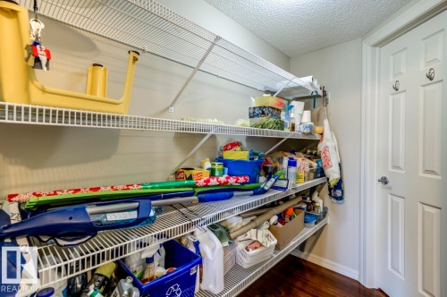 White wire shelving system providing extensive storage capacity - 119 Rue Monique, Beaumont, AB - Indoor With Storage