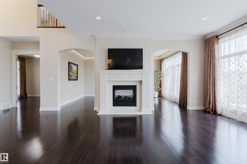 4118 Westcliff Heath, Edmonton, AB - Indoor Photo Showing Living Room With Fireplace