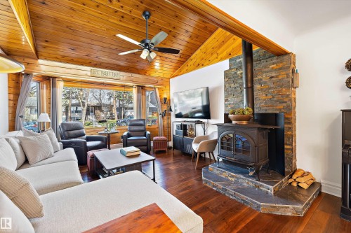 7739 80 Avenue, Edmonton, AB - Indoor Photo Showing Living Room With Fireplace