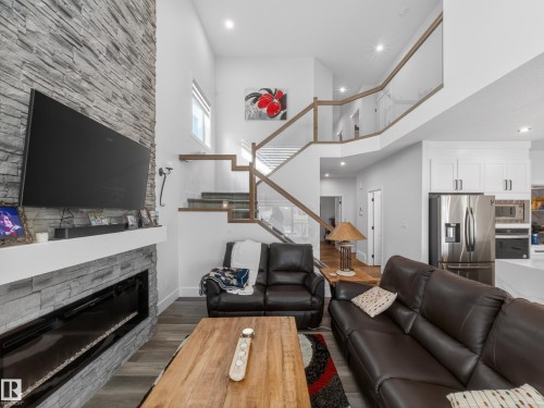 75 Willow Link, Fort Saskatchewan, AB - Indoor Photo Showing Living Room With Fireplace