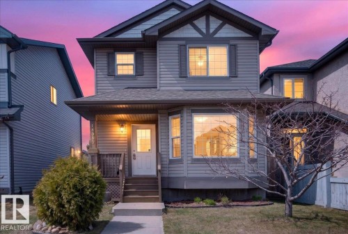Two-story home with a gabled roof and gray siding - 18080 89 Street, Edmonton, AB - Outdoor