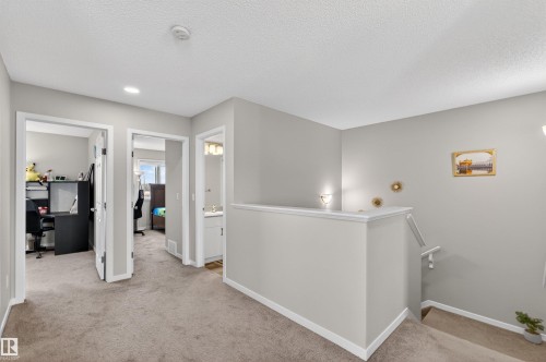 Carpeted upper-level landing featuring light grey painted walls and white trim - 22638 99A Avenue, Edmonton, AB - Indoor Photo Showing Other Room