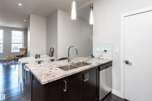 404 10238 103 Street, Edmonton, AB - Indoor Photo Showing Kitchen With Double Sink With Upgraded Kitchen