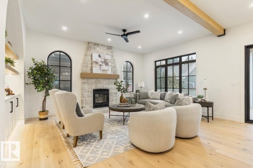 10519 138 Street, Edmonton, AB - Indoor Photo Showing Living Room With Fireplace