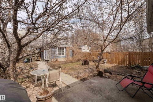 Private yard with fruit trees, gated, access to single oversized garage - 10956 81 Avenue, Edmonton, AB - Outdoor