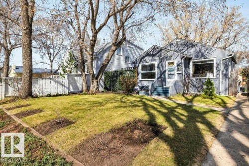 Gray stucco exterior with white trim and multiple front windows - 11445 68 Street, Edmonton, AB - Outdoor