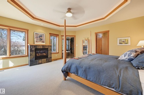 9212 118 Street, Edmonton, AB - Indoor Photo Showing Bedroom With Fireplace