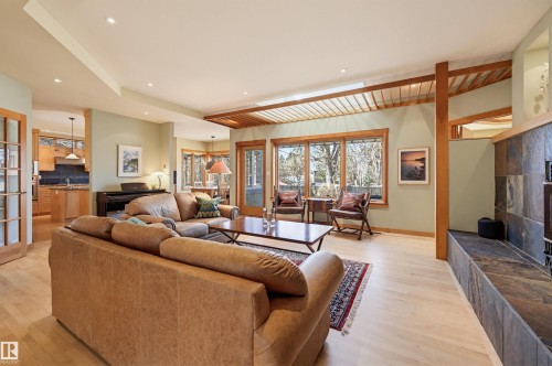 9212 118 Street, Edmonton, AB - Indoor Photo Showing Living Room With Fireplace