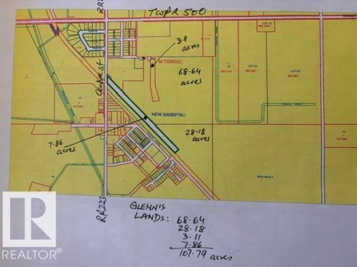 Survey Map. Illustrating property boundaries and corresponding acreage figures for the property - A & B, 4858 Centre St, New Sarepta, AB - Other