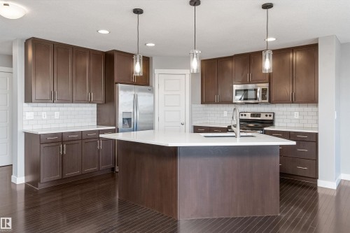 3318 21A Avenue, Edmonton, AB - Indoor Photo Showing Kitchen With Double Sink With Upgraded Kitchen