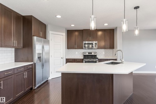 3318 21A Avenue, Edmonton, AB - Indoor Photo Showing Kitchen With Double Sink With Upgraded Kitchen