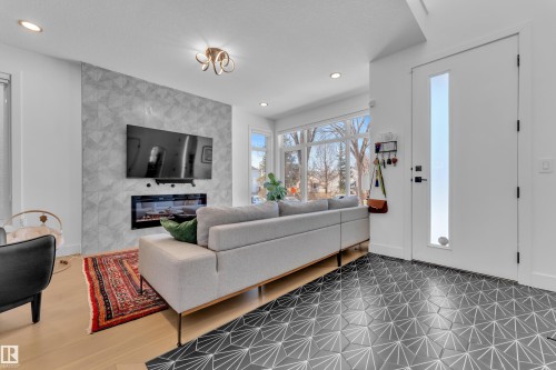 10227 146 Street, Edmonton, AB - Indoor Photo Showing Living Room With Fireplace