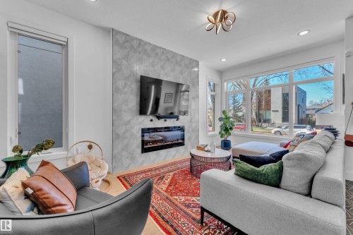 10227 146 Street, Edmonton, AB - Indoor Photo Showing Living Room With Fireplace